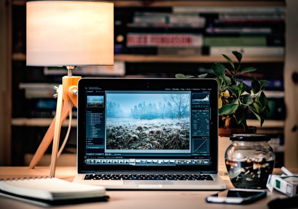 Option 2 Laptop on desk showcasing a workstation for Freelance Video Editing